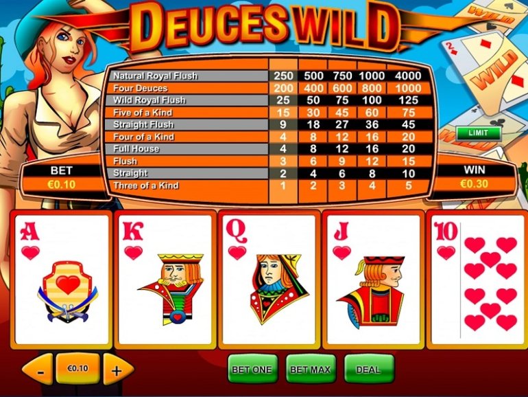 Types of Deuces Wild video poker