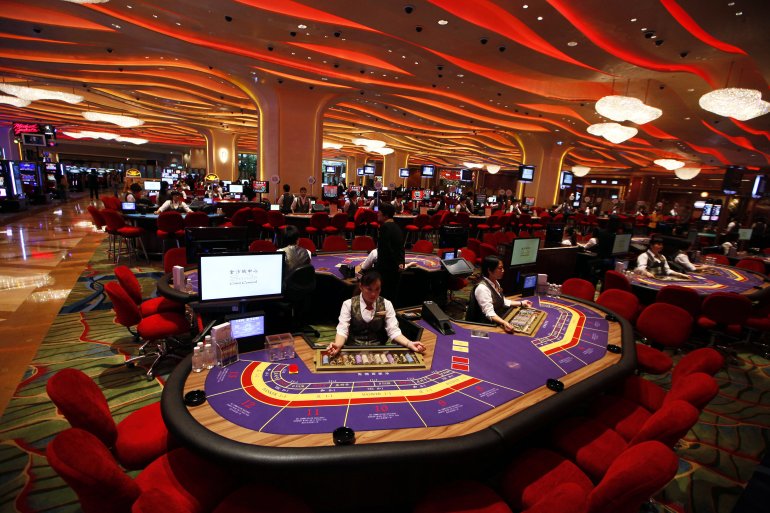 Empty casino gaming room in Macau