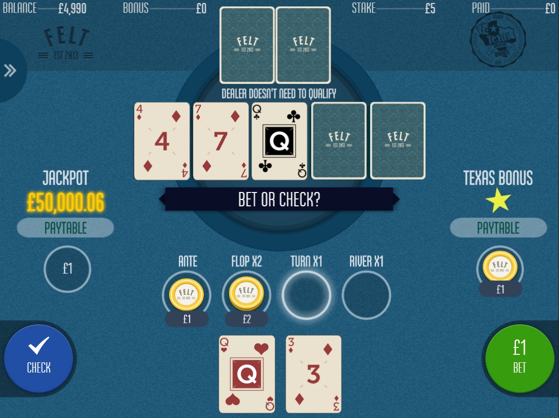 Progressive Texas Hold’em Bonus Poker by Felt Gaming Play Free online 2024