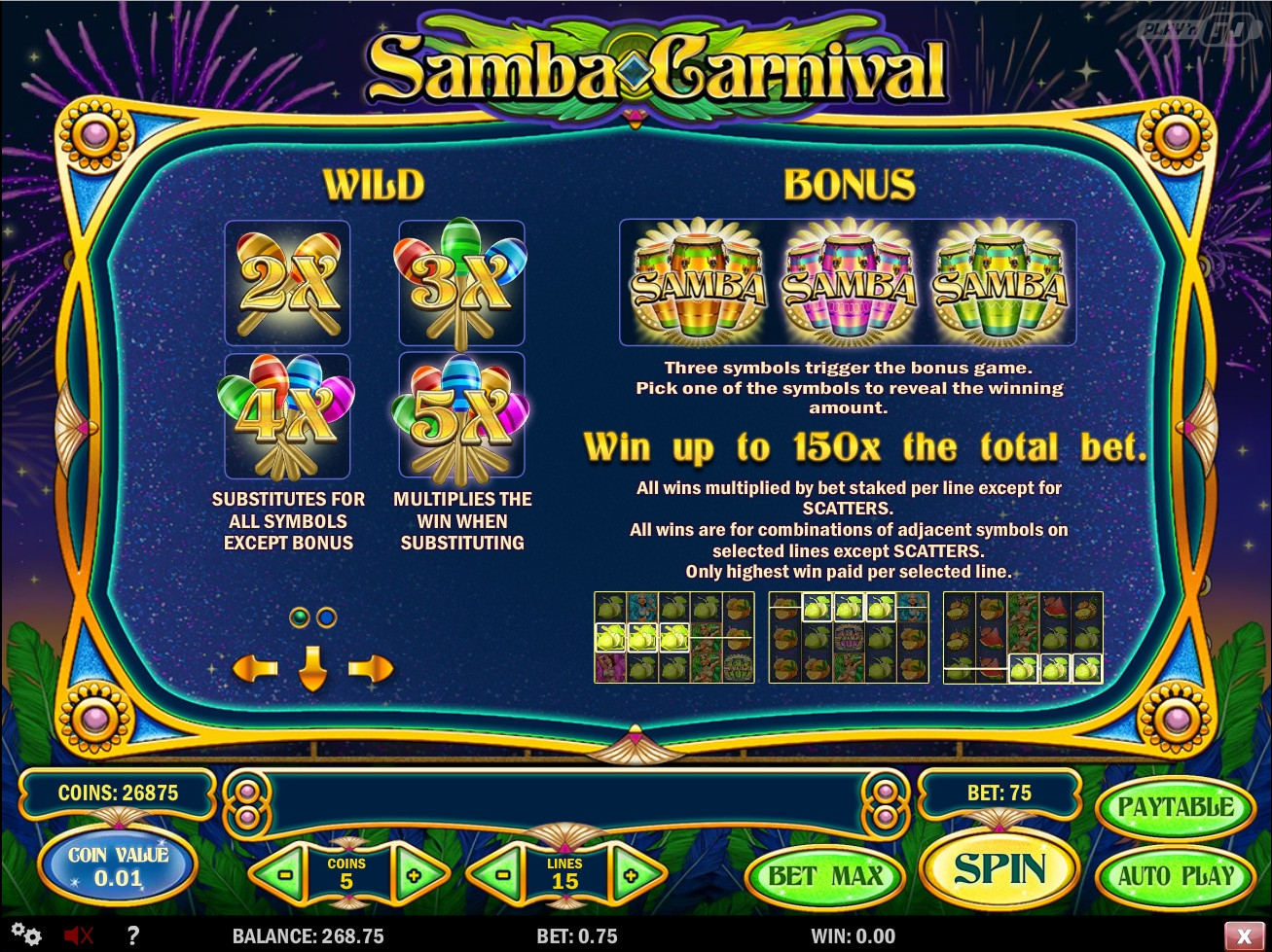 Slots gratis sem download Samba Carnival