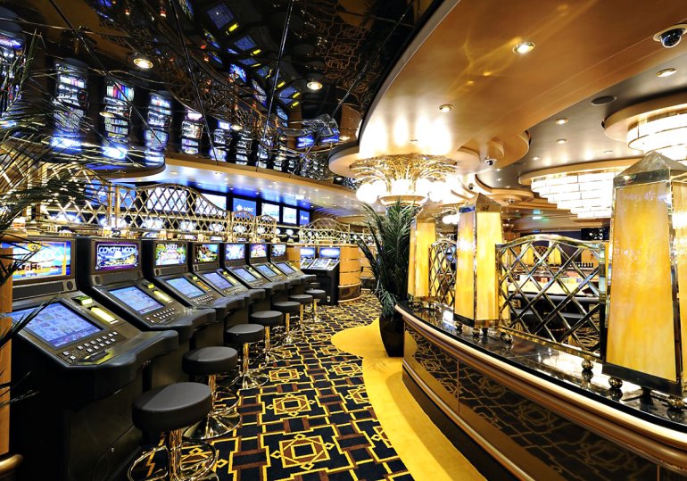 Casino slot hall and bar