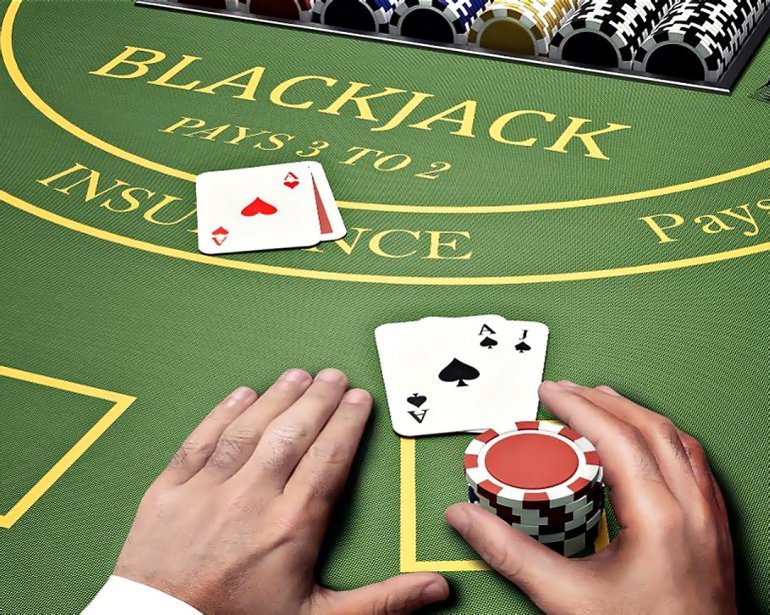 blackjack player in casino