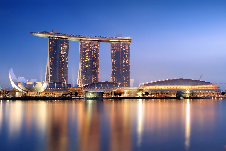 Panoramic view of the Casino Marina Bay Sands