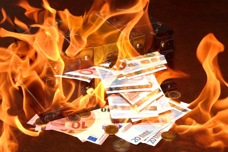 money in flames