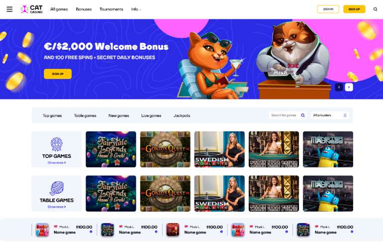 High rollers get special bonuses, free spins, and other presents in Huge High Roller Bonuses at Cat Casino Huge High Roller Bonuses at Cat Casino