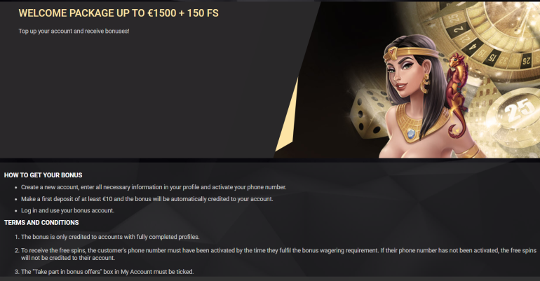 in 100% Match Bonus up to €300 in 1xSlots Casino Bonus Terms in