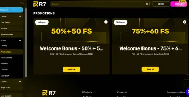 Enhanced first deposit bonus: up to 250 € + 60 FS at R7 online casino: R7 online casino