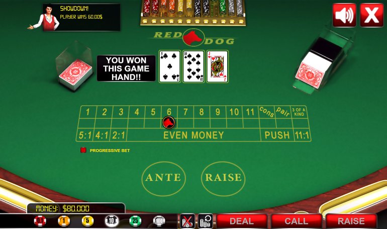 Online card game Red Dog in the casino Bwin