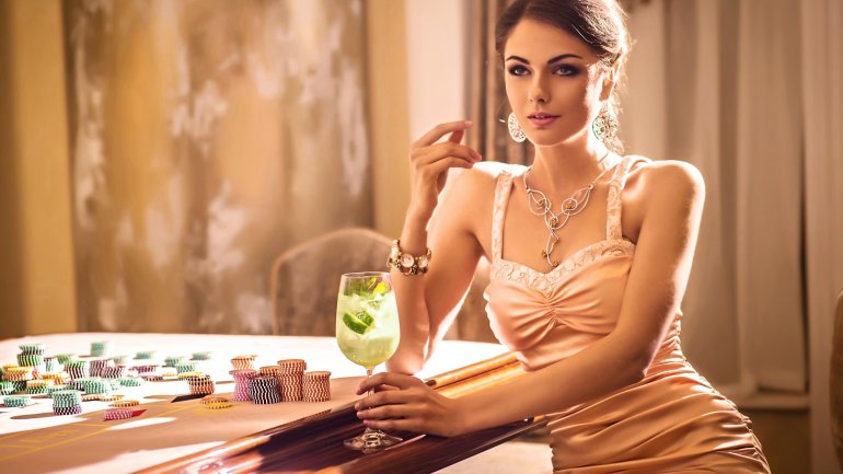 elegant female gambler
