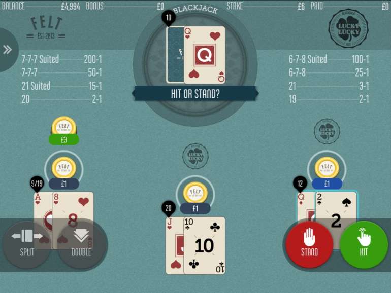 Lucky Lucky Blackjack Felt Gaming Online Blackjack Review Casinoz