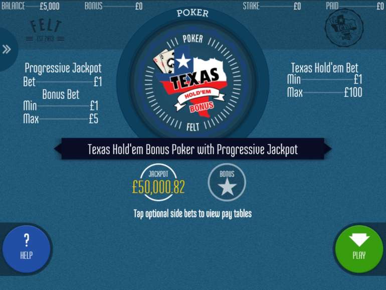 Progressive Texas Hold’em Bonus Poker