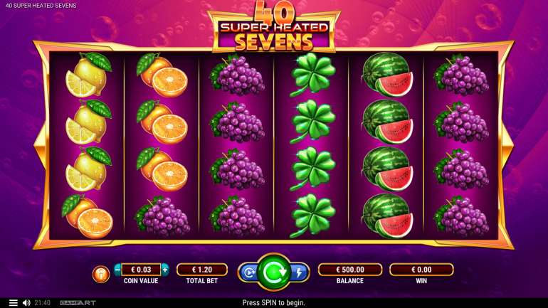 Slot's design in 40 Super Heated Sevens 40 Super Heated Sevens