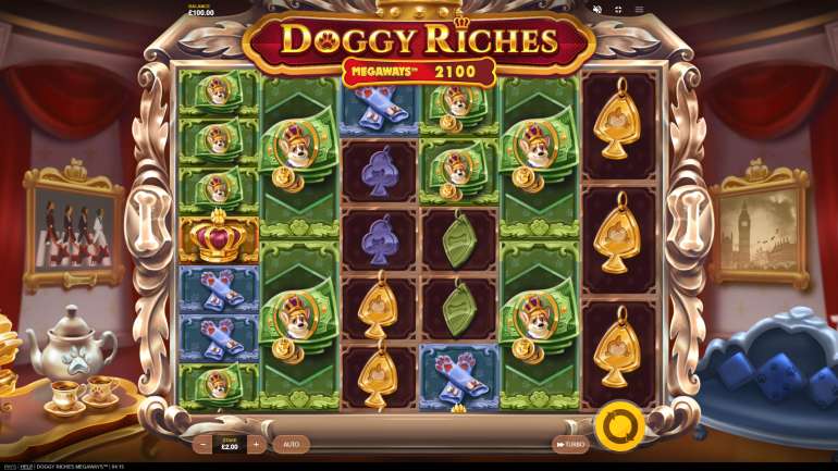 The slot is about animals in Doggy Riches Megaways Doggy Riches Megaways