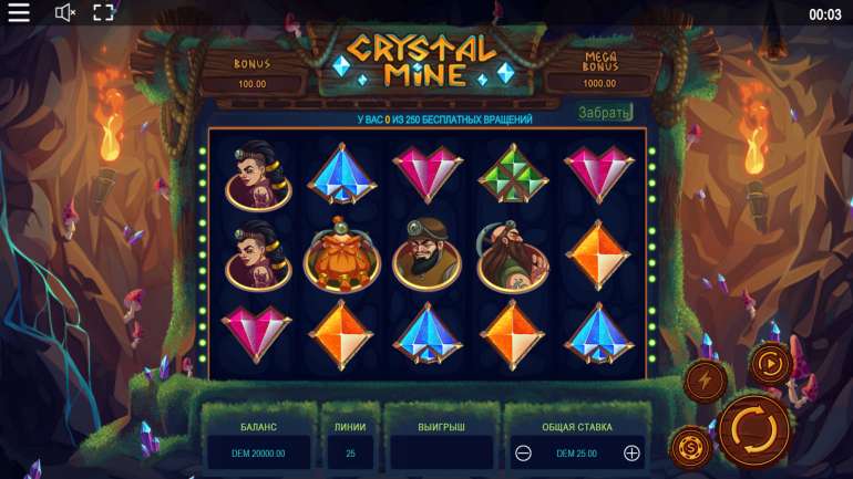 Slot's design in Crystal Mine Crystal Mine