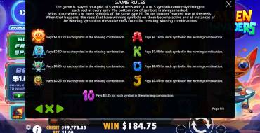 Alien Invaders: Payout table