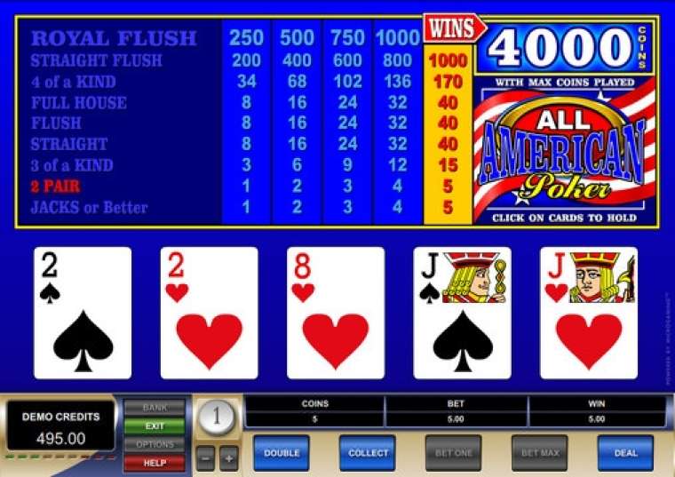 Play All American Video Poker