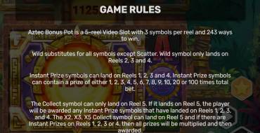 Aztec Bonus Pot: Rules