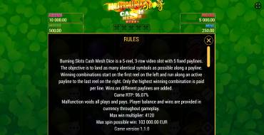 Burning Slots Cash Mesh Ultra Dice: Rules