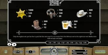 Dead or Alive: Payout table