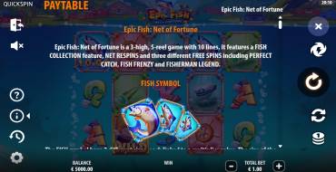 Epic Fish: Net of Fortune: Payout table