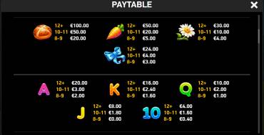Giga Match Bunny: Payout table
