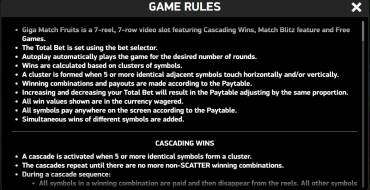 Giga Match Fruits: Rules