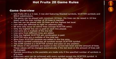 Hot Fruits 20: Rules