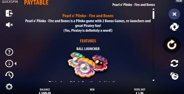 Pearl o’ Plinko – Fire & Bones: Payout table