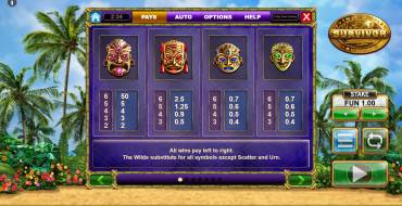 Survivor Megaways: Payout table