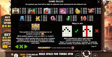 Wild West Gold Megaways: Payout table