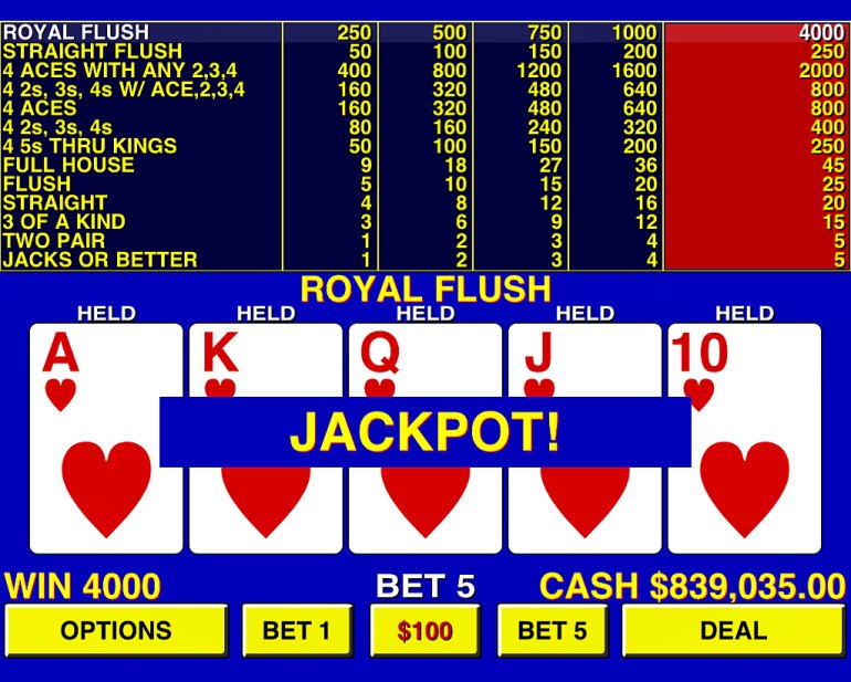 Royal Flush in video poker