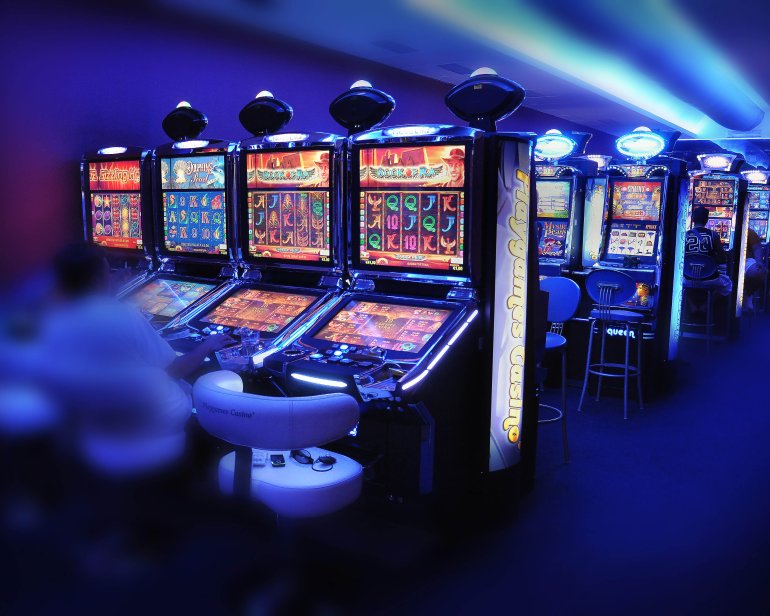 Slot Machine Hall in Casino with exquisite luxury