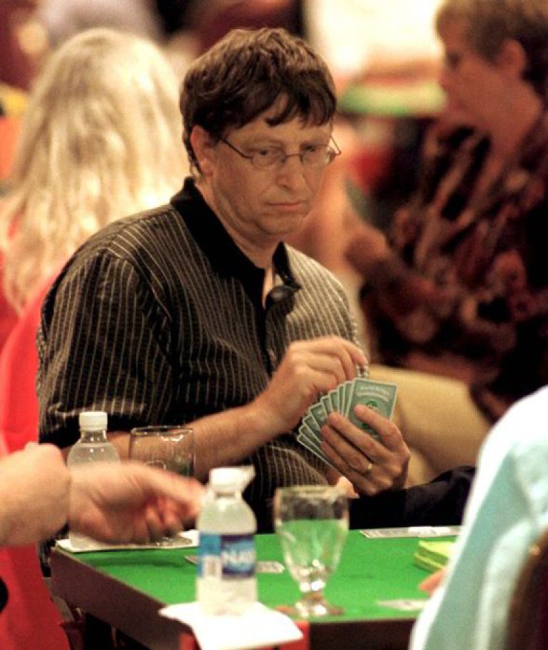 bill gates playing cards